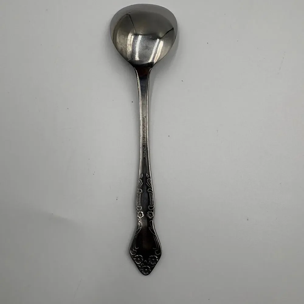 Vintage Supreme Stainless Japan Flat End Spoon Floral Pattern 5.75